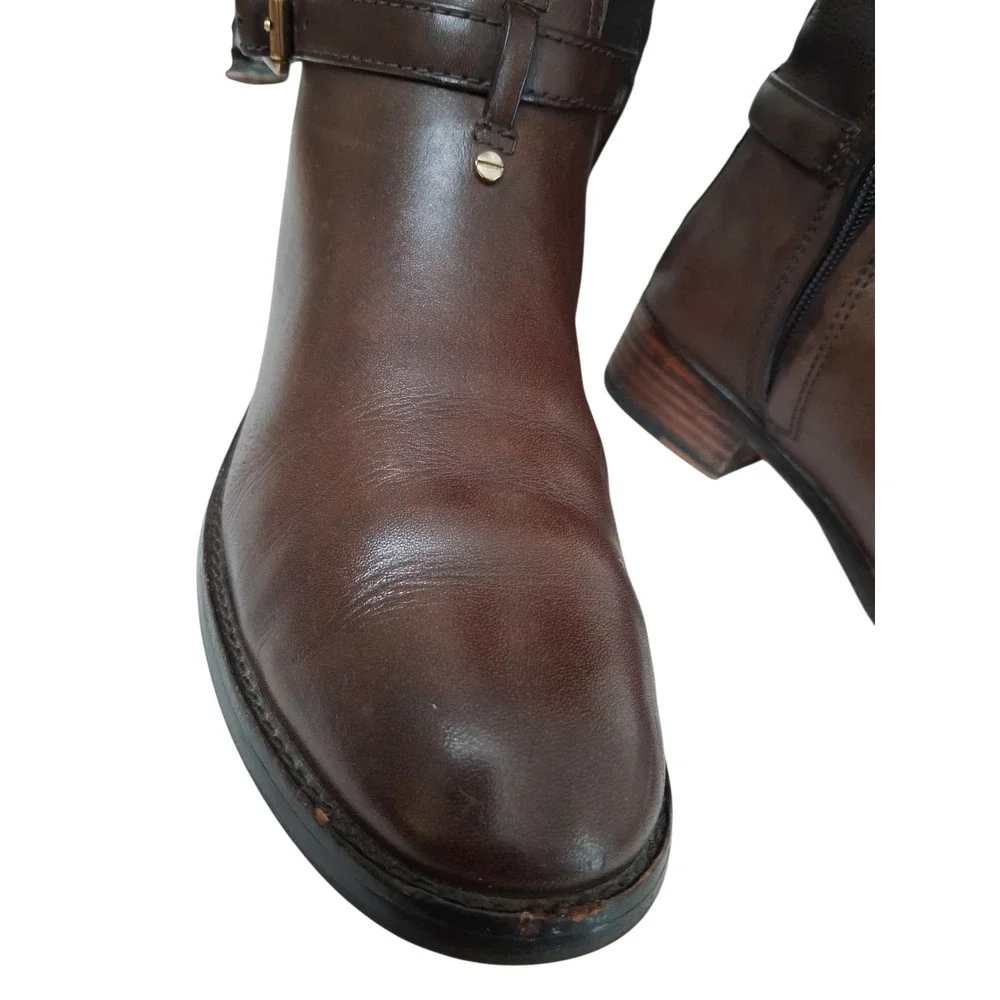 Tory Burch Brown Leather Riding Equestrian Buckle Knee High Boots Women's Size 7